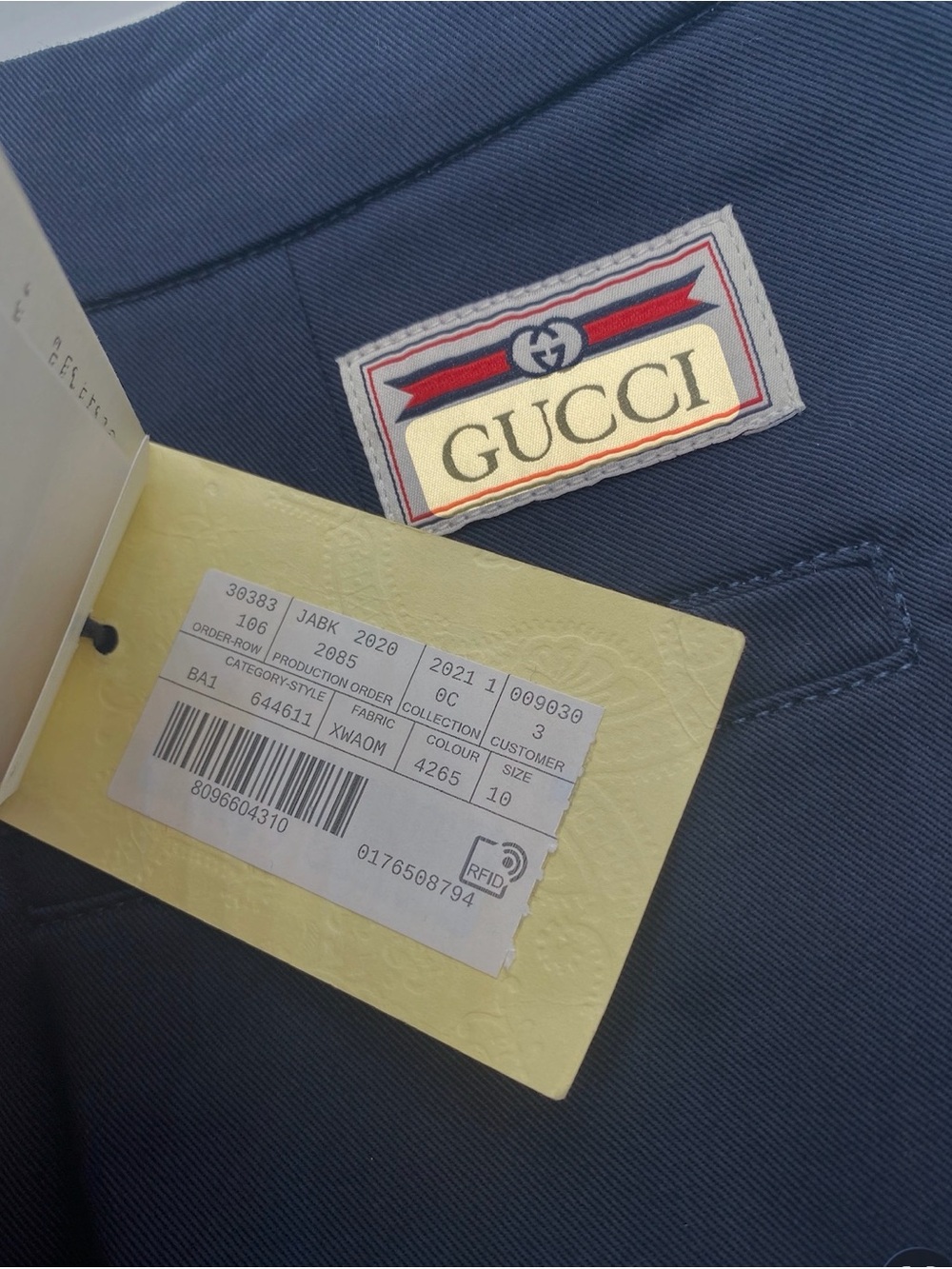 Gucci Navy Blue Men's Blazer with Logo Patch